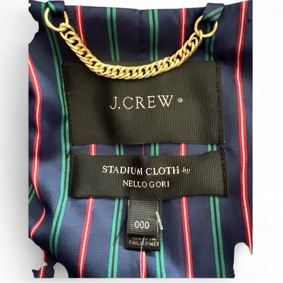 NEW J.CREW ZIPPED COAT IN STADIUM-CLOTH DARK NAVY GOLD ZIPPER MSRP$ 365 SIZE 000 - Picture 7 of 8
